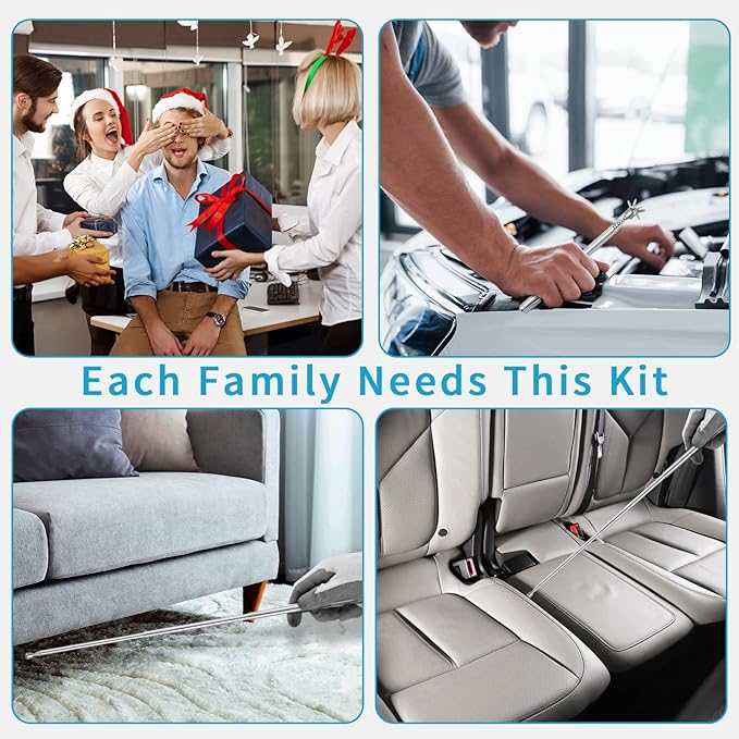 2 Pieces 5LBs Telescoping Magnetic Pickup Tool, with Pen Clip Design, Magnet Stick Rod Extendable 5.7" to 24.4" for Men, Birthday, Father's Day, Christmas Gift