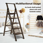 HillhutApex 5 Step Foldable Aluminum Step Ladder with Handgrip, Anti-Slip Pedal, 330lbs Capacity, Lightweight & Portable for Home, Kitchen, Office, Garage (Walnut)