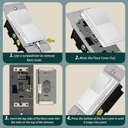 TOPGREENER Kalide Dimmer Light Switch, LED Dimmer Switch, Full Range Dimming, Single Pole/3-Way, 120VAC, 60Hz, 300W LED/CFL, Neutral Wire Not Required, Wall Plate Included, White