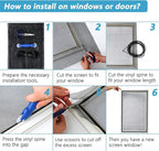 Pet Resistant Window Screen Replacement 60 Inch x 8 Feet Thicken Charcoal Fiberglass Pet Screen Roll Scratch- Against for Families Window, Door Pet-Proof Screens for Cats, Dogs