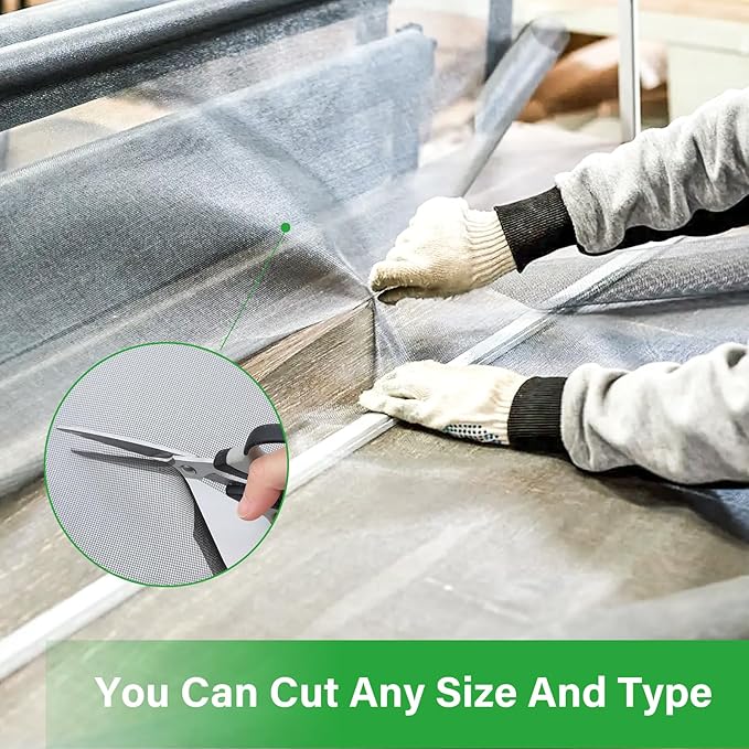 Window Screen Replacement Kit 40 Inch X 132 Feet Durable High Hardness Nanofibers Roll Screen Mesh Window Screen Repair Kit Black for Any Door and Window