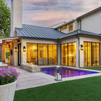 Outdoor Wall Light Fixtures, Exterior Waterproof Wall Lanterns, Porch Sconces Lighting with E26 Sockets & Glass Shades, Modern Matte Black Outside Lights for Patio Front Door Entryway Garage, 2-Pack