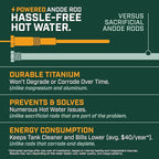 Corro-Protec Powered Anode Rod for Water Heater, 20-Year Warranty, Eliminates Rotten Egg/Sulfur Smell within 24 hours, Stops Corrosion and Reduces Limescale, Electrical Anode Rod Made of Titanium