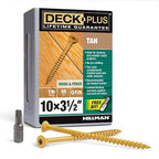 Deck Plus 3-1/2 Inch Epoxy Coated Exterior Wood and Fence Screws #10 x 3-1/2" Torx/Star Drive Included Coarse Thread, Outdoor Rust Resistant Decking Screw, Tan, 1lb Box, 310 Pieces | 48421
