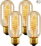 Edison Bulbs,4-Pack Vingtage Filament Light Bulb,T45 2700K Warm Light 40 Watt,110V-130V E26/E27 Base Dimmable Decorative Antique Screw Light Bulbs for Home Lighting Fixtures