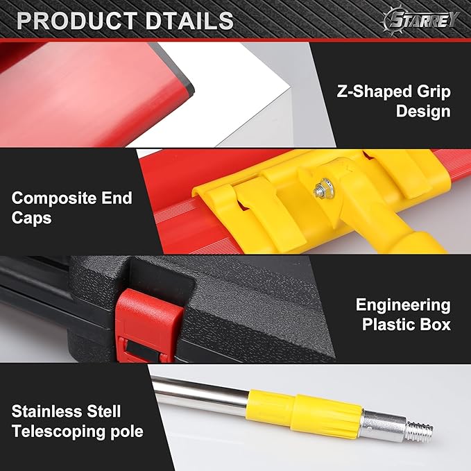 Drywall Skimming Blade Set with 30" - 48" Extension Handle 10in/16in/24in/32in Stainless Steel Skimming Blades for Wall Surface Smoothing Drywall Plaster Wallboard Includes Replaceable Blades