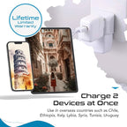 Ceptics Italy Travel Plug Adapter, Chile Plug Adapter with Dual USA Input, Compact Type L Plug Adapter, Safe Grounded Plug, Perfect for Cell Phones, Laptops, Chargers, 3 Pack - CT-12A