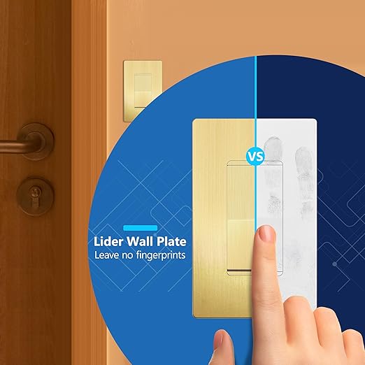 LIDER Brushed Gold Minimalist Design Decorator Switch, Frameless Paddle Wall Light Switch, On/Off Rocker Switch, Single Pole, Residential Grade, UL Listed, 3 Wire, 15A 120-277VAC