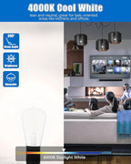 MASTERY MART 24 Pack Vintage LED Edison Bulbs, E26 Led Bulb 5.5W Equivalent to 60W, Dimmable, 4000K Cool White, High Brightness ST19 Antique LED Filament Bulbs, Clear Glass