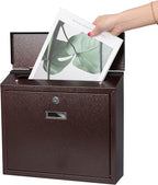 xydled Mail Boxes with Key Lock,Locking Mailbox Wall Mounted, Large Capacity, Galvanized Steel Cover Metal Postbox for House, 14 X 12.5 X 4.25 Inch,Bronze