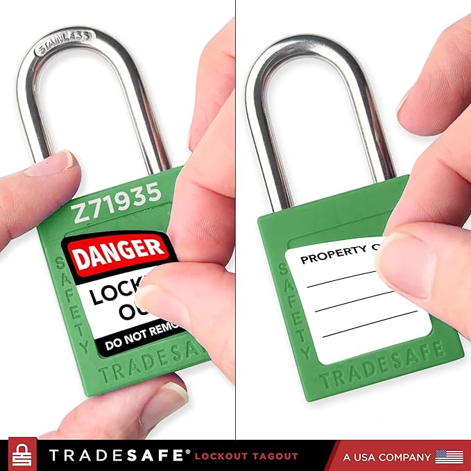 TRADESAFE Lockout Tagout Locks Set - 10 Green Keyed Alike Padlocks, 2 Keys Per Lock, OSHA Compliant Loto Locks for Lock Out Tag Out Stations, Premium Grade