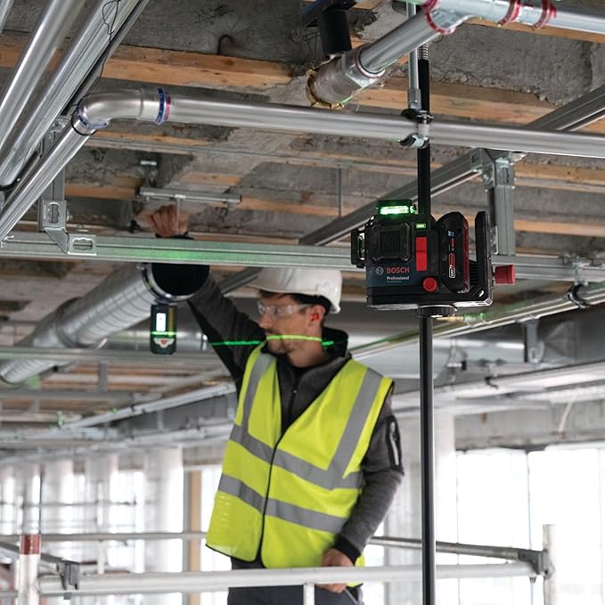 BOSCH GLL330-80CGL 18V 360º Connected Green-Beam Three-Plane Leveling and Alignment Laser with 4 Ah Battery - Versatile, High-Visibility Laser with Bluetooth Connectivity and Smart Pendulum System