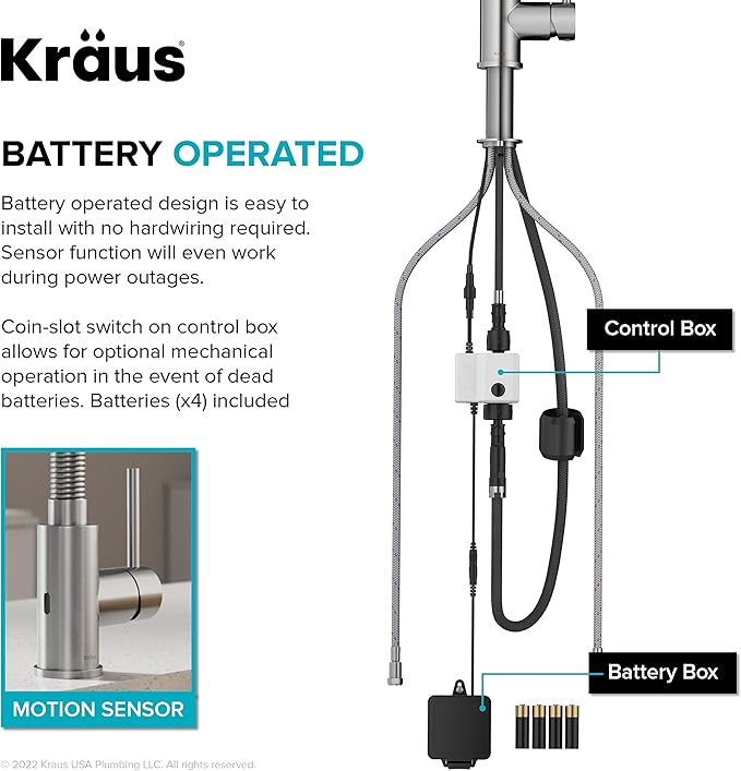 KRAUS Bolden Touchless Sensor Commercial Style 2-Function Single Handle Pull Down Kitchen Faucet in Spot-Free Brushed Brass, KSF-1610BB