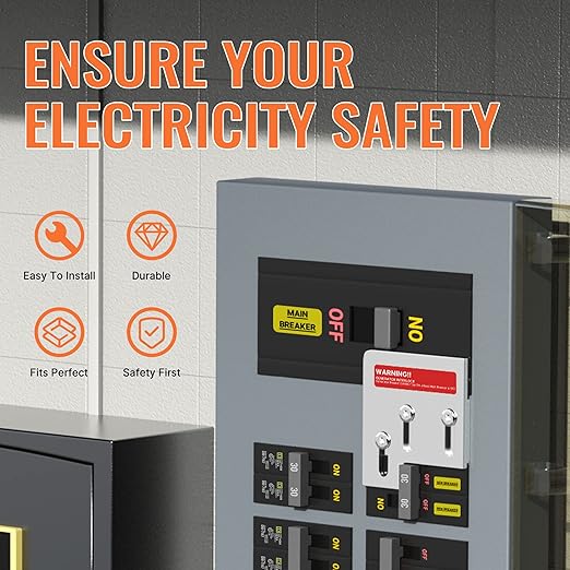 Generator Interlock Kit Fit for Square D QO or Homeline 150 and 200 Amp Panels 1-3/8 Inch Space Between Main & Generator Breaker