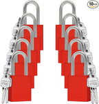 TRADESAFE Lockout Tagout Locks Set - 10 Red Aluminum Loto Locks, Lock Out Tag Out Padlocks Keyed Alike, 2 Keys Per Lockout Padlock, OSHA Compliant