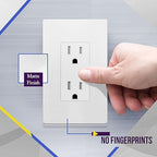 ENERLITES 40 Pack Matte White Decorator Receptacle with Screwless Wall Plate, Standard Electrical Wall Outlet, 15A 125V, Self-Grounding, 2-Pole, 3-Wire, UL Listed, 61502-TR-MWSID, Tamper Resistant