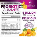 Probiotic Gummies for Digestive Health, Daily Probiotics for Women & Men, 5 Billion CFUs, Nature's Pro Biotics Gummy for Immune Support, Digestive Nutritional Supplements, Orange Flavor - 120 Gummies