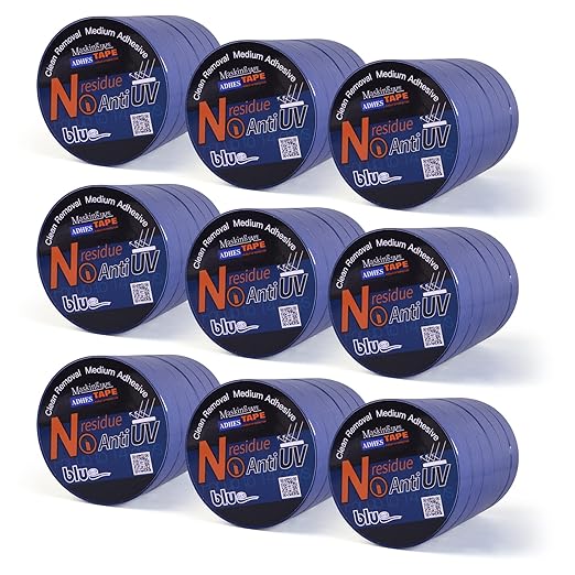 ADHES Blue Painters Tape Blue Tape Painting Tape for Walls,UV Anti,14 Days Clean Remove,0.94nch x 60yard,54Rolls