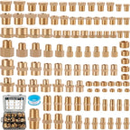 106PCS Brass Pipe Fittings Assortment Kit NPT Extension Adapter,Reducer Bushing,Hex Nipple,Close Nipple,Reducing Hex Coupling,Hex Head Plugs,Hex head Cap,Socket Plug Kit