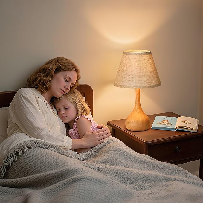 Touch Table Lamp for Bedroom Set of 2, 3-Way Dimmable Bedside Lamp for Nightstand, 17” Rustic Metal Desk Lamp with Linen Shade for Living Room, Kids Reading, Dorm, Home Office Decor, Bulb Included