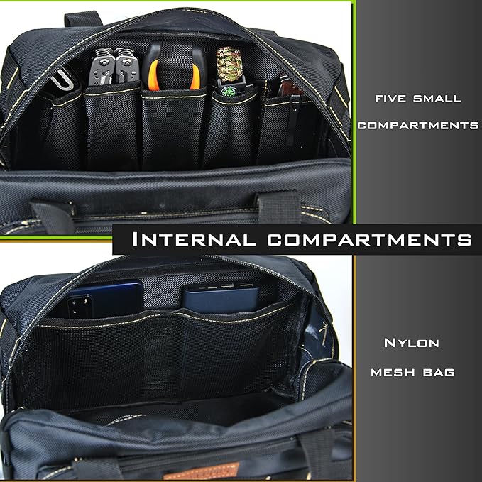 Heavy duty 12-inches Small Tool Bag for men.Plumbers/Range/EDC bag. Multi-Purpose Work Mechanics, Electrician, Carpenters, Builders, Plumbers 12'' X 7''.