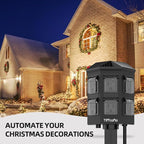 TiFFCOFiO Outdoor Power Strip Timer, Dusk to Dawn Light Sensor Countdown, 50 Feet Extension Cord Waterproof, 6 Grounded Outlets for Halloween and Christmas Decorations, ETL Listed (50 FT)