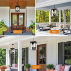 VINLUZ Outdoor 4 Light Pendant Lighting,Classic Outside Chandelier Exterior Hanging Lantern Light with Clear Glass Shade Oil Rubbed Bronze Finish for Porch, Yard, Gazebo