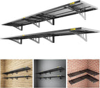 4Pack 1.64x4ft Adjustable Metal Garage Wall Shelving Heavy Duty Garage Storage Shelf Wall Mounted Black