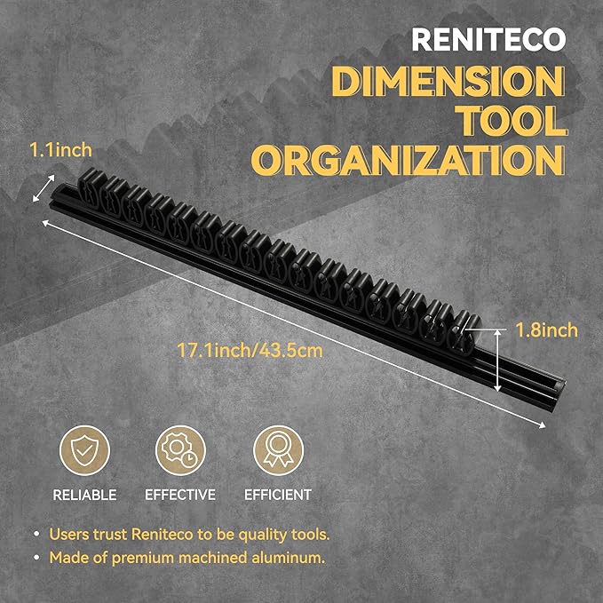Magnetic Screwdriver Organizer, Aluminum Alloy Rail Tool Holder, Fits Up to 16 Screwdrivers (Black)