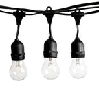 Hometown Evolution, Inc. 100 Foot E26 Outdoor Commercial String Lights with Suspended Socket for Weatherproof Heavy Duty Vintage Outside Lighting - Set of 50 A15 Clear Bulbs