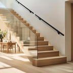 Meranti Aluminum Handrail for Indoor or Outdoor Steps and Stairs – Hand Rails for Elderly – DIY Complete Stair Railing Kit (AHR, Black Textured, 8' Length)