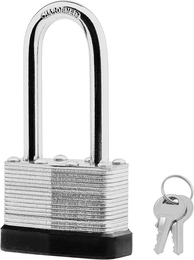 8-Pack Keyed Alike Laminated Steel Padlocks Keys, 1-3/4" Wide, Heavy Duty Long Pad Lock Set with Same Keys