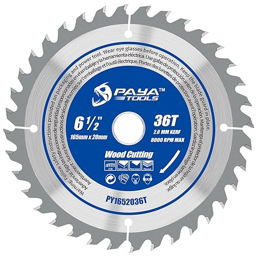 6-1/2-Inch 36-Tooth Circular Saw Blade,TCT ATB Framing Blade,20mm Bore(16mm Reduction Ring Included) for Wood Fast Cutting