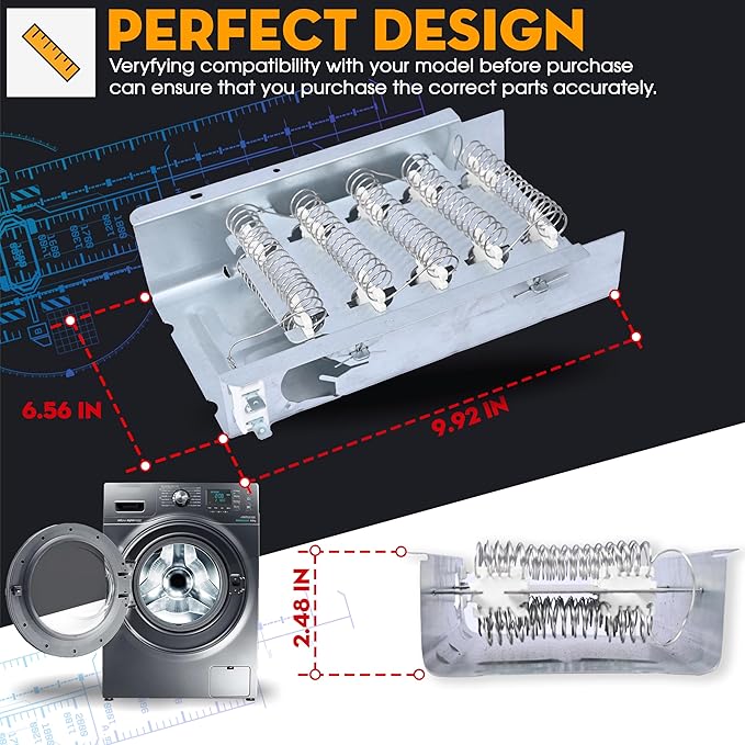 Dryer Heating Element Replaces For Whirlpool LER5620KQ1 LER4634JQ1 LER4634PQ0 LER7646EQ2 LER3624EQ1 LER4634EQ2 LER8858EQ1 WED5300VW0 WED4800XQ3 WED5100VQ0 LER4634EQ0 LER3624EQ0 LER4634JT0 Thermostat
