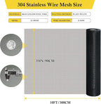 fowong 304 Stainless Steel Mesh Window Screen Roll, Black 35INx10FT Window Screen Replacement, Durable Metal Wire Mesh for Door, Patio, Porch, DIY, Easy to Cut and Install (20 x 22 Mesh)