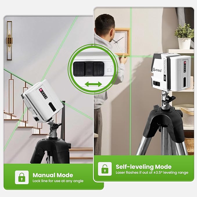 Laser Level Self Leveling, 100Ft Rechargeable Dual Modules Line Laser, Lazer Leveler Tool for Picture Hanging with Brightness Adjustment, Magnetic Bracket Carrying Case Battery Included