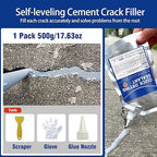 Concrete Crack Filler and Sealant, Quick Drying High Elasticity Cement Crack Filler, Waterproof Repair, Self-Leveling Concrete Slab Repair for Driveway, Patio (Gray, 17.64 OZ)