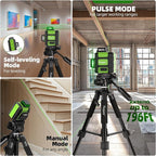 Huepar Laser Level 360° with Tall Tripod, Self Leveling Rechargeable Lazer Leveler for Construction and Picture Hanging, Nivel Laser with Pluse Mode for Outdoor, Hard Carry Case, 50" Tripod, Glasses