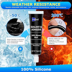 Black RTV Silicone Sealant Adhesive, 100% Silicone Caulk, All-Purpose Waterproof Sealant for Car, Window, Bathroom, Kitchen, Shrink & Crack Proof High Bond Strength Adhesive – 1.8oz / 50g