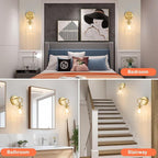 Gold Wall Sconces Set of 2 Modern Vanity Light Fixtures for Bathroom Wall Mount Lighting Lamp Hardwired Farmhouse Wall Lights with 6 Inch Clear Glass Shade for Bedroom Living Room Mirror