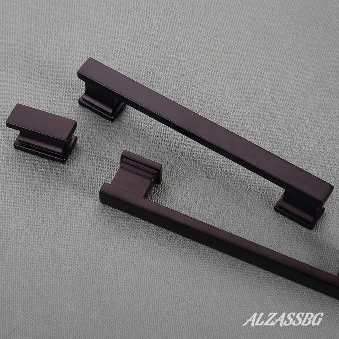 Alzassbg 5 Pack Matt Black Cabinet Pulls, 5 Inch(128mm) Hole Centers Kitchen Cabinet Handles for Cabinets and Drawers AL3061MB