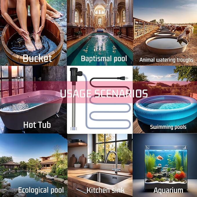 1500W Immersion Water Heater for Pool & Hot Tub – Portable Electric Submersible Heater with Temp Control, Auto Shut-Off, and WiFi Timer for Spa, Bathtub, Above Ground Pool, and Baptistry