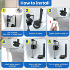 Saillong Universal Toilet Flusher Replacement Kit, Fill Valve, 2-Inch Flapper, Side Mount Handle Lever, Water-Saving, Adjustable Toilet Repair Kit Inside Tank, Easy to Install(2 Set,Dark Grey, Black)
