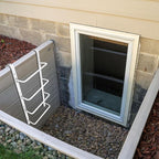 4-Rung Window Well Ladder Hooked, Heavy Duty Steel Fire Escape, Powder-Coated Basement Egress Wall Mounted, 45.2" Lx17.9 W, White