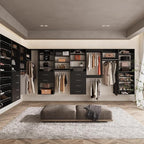 ROOMTEC 28.5" Double Hanging Closet Unit, Modular Closet System with Hanging Rod, Wardrobe Organizer for Bedroom or Walk-in Closet, Wall Mounted, Customizable Clothes Storage Unit, Black