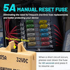 NuIth Manual Reset Mini Fuse Circuit Breakers 5A, E39 Low Profile ATO/ATC Circuit Breaker Blade Fuse 12V-32V DC 5A Re-settable Standard Blade Fuses for Car Truck RV Marine (2PCS-5A)