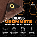 12' x 16' Super Heavy Duty 16 Mil Brown Poly Tarp Cover - Thick Waterproof, UV Resistant, Rip and Tear Proof Tarpaulin with Grommets and Reinforced Edges - by Xpose Safety