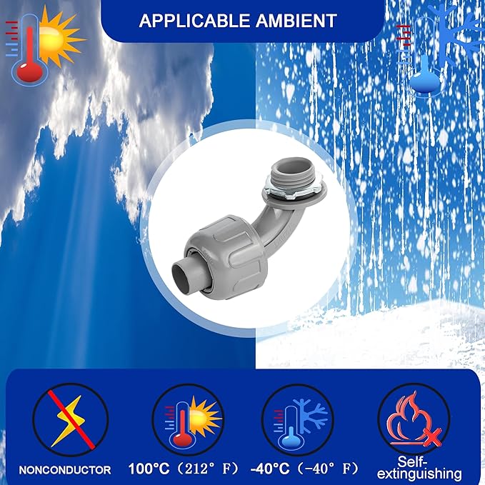 (20 Pack) Yariwiz 1/2 Plastic Liquid Tight Conduit 90 Degree Elbow