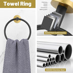 Black and Gold Towel Bar Set 10 Pieces Bathroom Hardware Accessories Set Include 23.6 in Towel Bar Towel Ring Towel Hook and Toilet Paper Holder Stainless Steel Wall Mounted