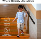 Meranti Aluminum Handrail for Indoor or Outdoor Steps and Stairs – Hand Rails for Elderly – DIY Complete Stair Railing Kit (AHR, Black Textured, 6' Length)